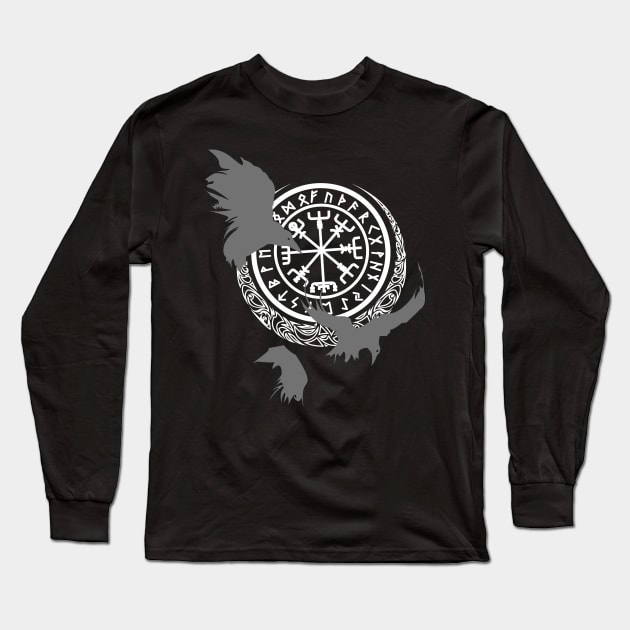 Viking Runes - Odins Ravens - Norse Mythology Long Sleeve T-Shirt by soloartid